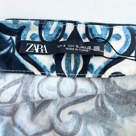 New Zara Ruched Blue Paisley Spaghetti Strap Tank Top SIZE Small - Picture 10 of 10